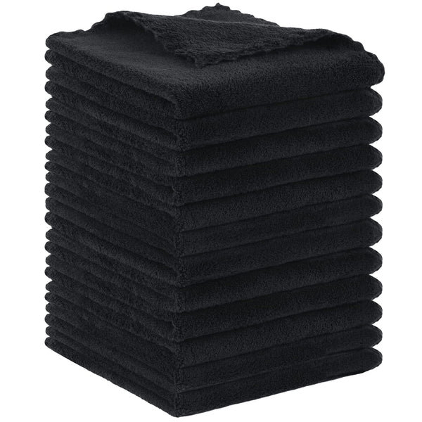 SUNLAND Microfiber Face Cloth, Reusable Makeup Remover Facial Cleansing Towel, 12 Pack Black