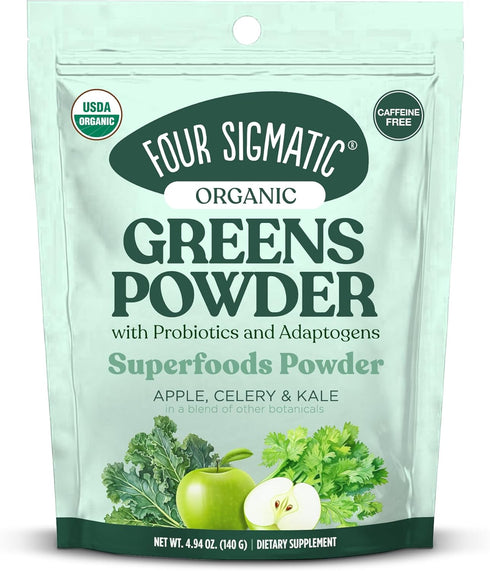 Four Sigmatic Organic Greens Powder - 4.94 oz - Superfood Powder with Probiotics & Prebiotics