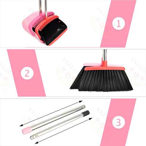 Set, Set Pack 1 Broom and Dustpan Dustpans with Broom Combo for Home, Heavy Dust Broom and Dustpan Combo, Long Handle