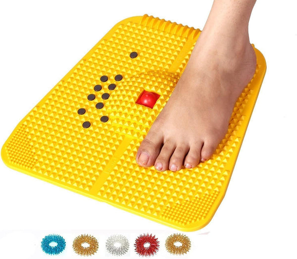 Acupressure Reflexology Magnetic Therapy Power Pain Relief Mat Set by ACi, Yellow, 30 x 30 x 7 cm
