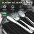 N9R 120PCS Silver Plastic Silverware Set, Disposable Cutlery - 60 Forks, 30 Spoons, 30 Knives