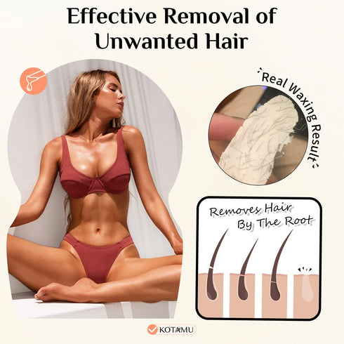 KOTAMU Hard Wax Beads for Hair Removal, 1lb Cream Wax Beads for Sensitive Skin, Full Body, Face, Bikini, Brazilian