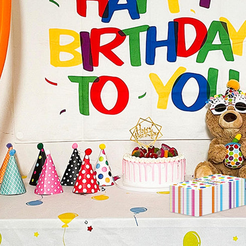 Muplaya 100 Pack 4.3" x7.8" Paper Towels Colorful Polka Dot Happy Birthday Disposable Napkins disposable hand towels