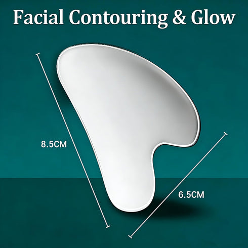 YOFAN Mirror Polished Gua Sha Massager - Stainless Steel Face Tool for Gliding & Relaxation, with Pouch
