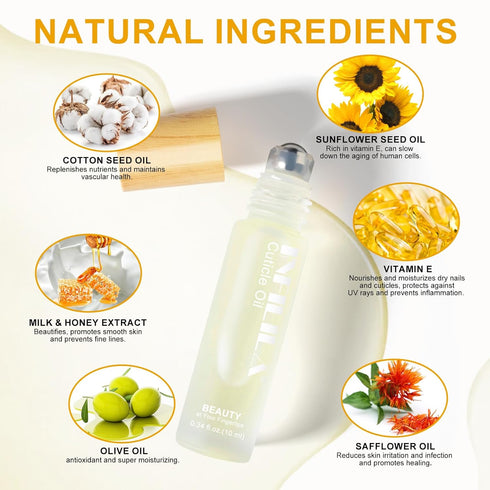 NXJ INFILILA Cuticle Oil, Nail Strengthener and Growth, 10ml Nail Cuticle Oil with Vitamin E, Milk Honey Extract