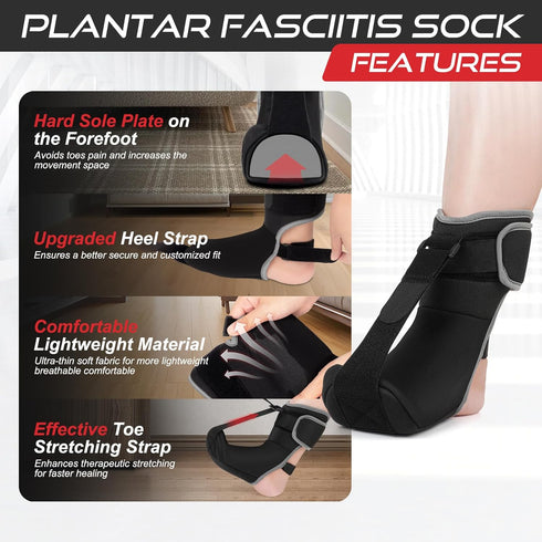 Plantar Fasciitis Night Splint Sock Soft Plantar Fasciitis Brace for Sleeping Achilles Tendonitis Foot Drop Heel Pain