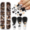 Nail Art Glitter Flakes, Mixed Black Gold Glitter Sequins for Women Manicure Charms and DIY Sparkly Crafts