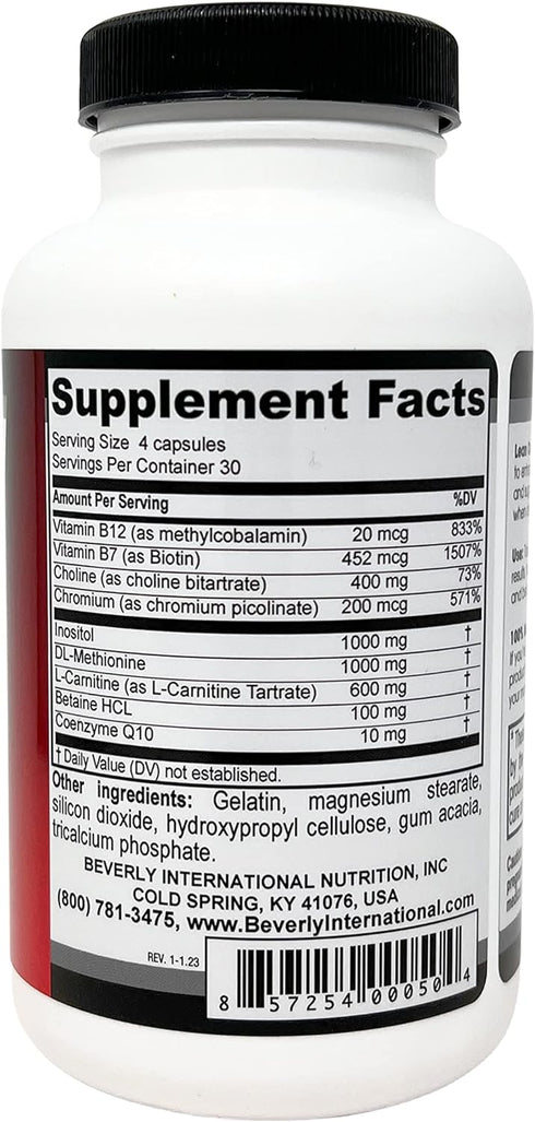 Beverly International Lean Out Fat Burner, 120 Caps with Metabolic Support & Stimulant-Free
