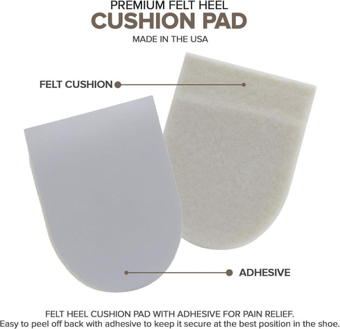 Felt Heel Cushion Pad 1/4" with Adhesive for Pain Relief - 4 Pairs