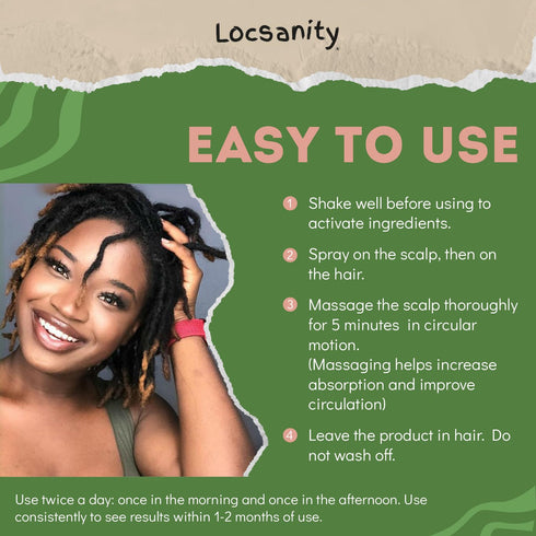 Locsanity Hibiscus Green Tea Hair Growth Spray for Dreadlocks & Loose Hairstyles – Trial Size (4oz)
