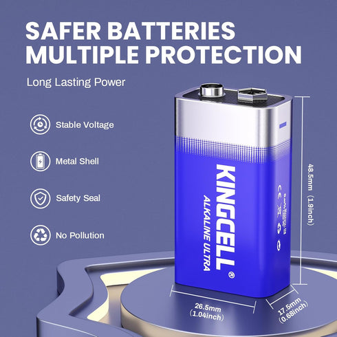 9V Batteries 4 Pack, Alkaline Hight Performance 9 Volt Battery with 10-Year Shelf Life,Long-Lasting Power 9v Battery for Smoke Detector and Household?Office Devices