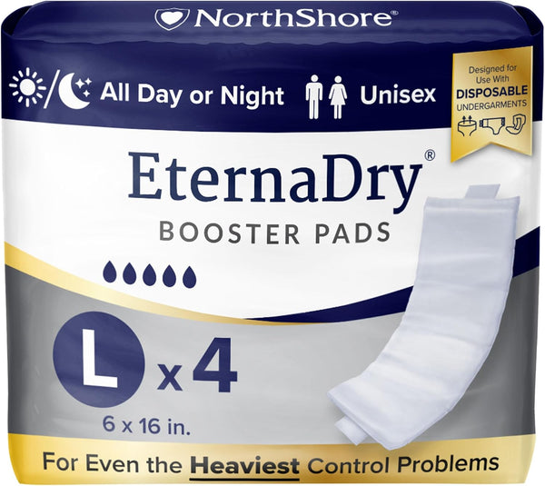 NorthShore EternaDry Booster Pads for Men and Women, Large, Starter Pack/4