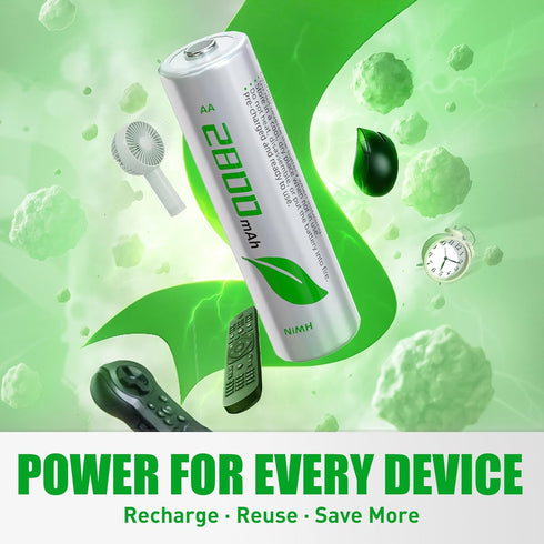 WENJOOP 2800mAh 12Pack 1.2V Rechargeable AA Batteries, High Capacity Double A Batteries NiMH AA Rechargeable Batteries