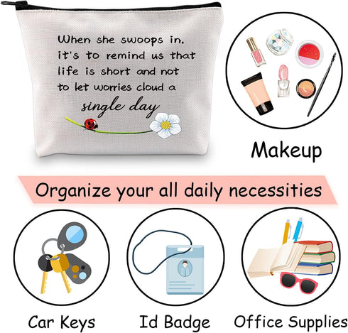 JXGZSO Good Luck Ladybug Makeup Bag with Zipper, Gifts for Women Cosmetic Bag