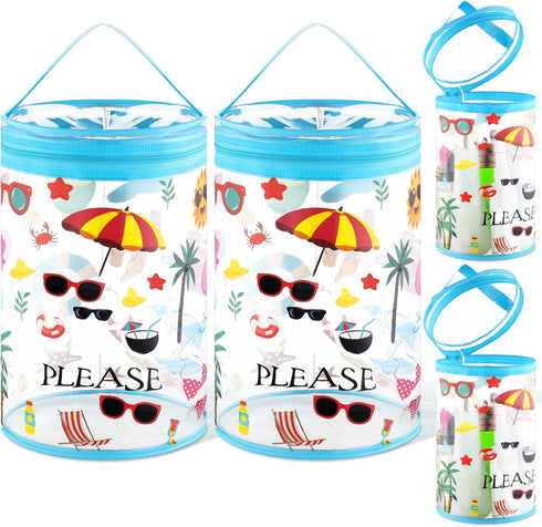 2 Pcs Clear Beach Lotion Toiletry Bag, Travel Waterproof PVC Cosmetic Pouch, Beach Makeup Bag for Women Girl Summer