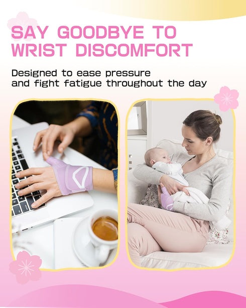 Wrist Brace for Carpal Tunnel with Soft Thumb Opening Adjustable Compression Wrist Support for Women Men, Pain Relief