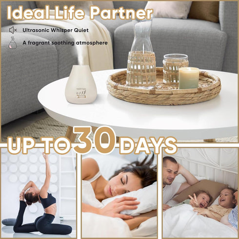 HAPPTWS 3 Settings Essential Oil Diffuser - Waterless Diffuser Timer Battery Powered for Bedroom Yoga Room Toilet Pet