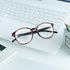VisionGlobal Blue Light Blocking Glasses for Women/Men, Anti Eyestrain, Stylish Oval Frame, Tortoise, +1.75
