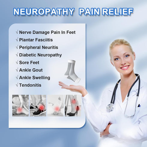 Neuropathy Socks for Women and Men, Compression Socks for Foot Pain, Swelling, Achilles Tendonitis (Black, L/XL)