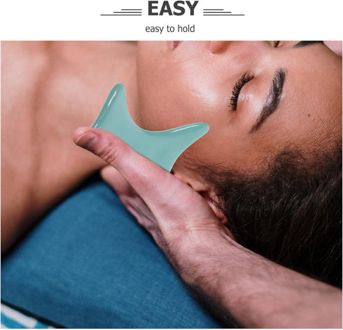 Mobestech Ceramic Guasha Massage Board Blue Body Massager Tool for Shoulder Neck Relief Spa Scraping Therapy and Full