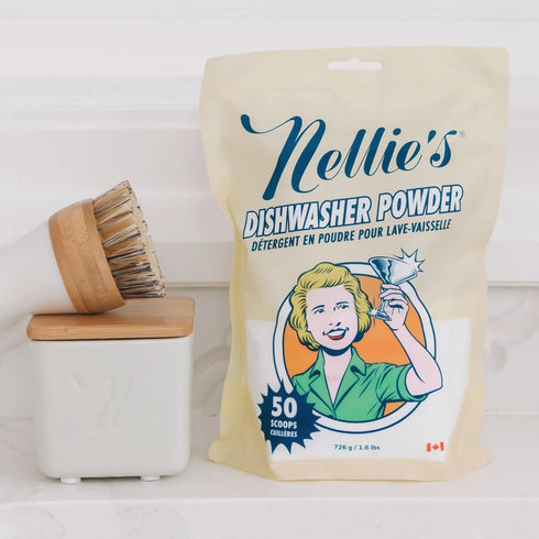 Nellie's Dishwasher Powder - Eco-Friendly & Phosphate-Free, Powerful Grease Removal, Plant-Based Cleaning, 50 Scoop