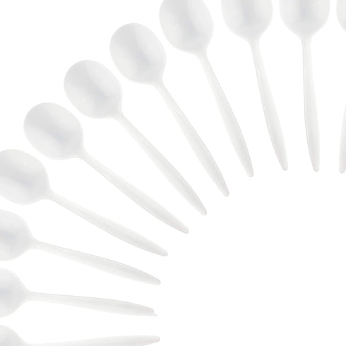 Plasticpro Cutlery 400 Mediumweight White Disposable Plastic Soup Spoons