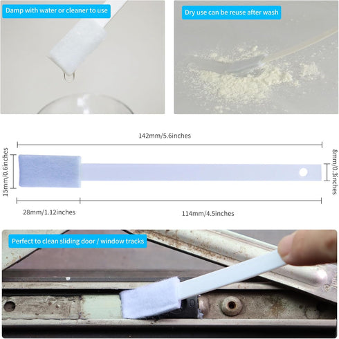 Disposable Detail Cleaning Brush - Tight Spaces, Detail Gap Crevice Tool Set, Toilet Bowl Corner Scrubber, Stick