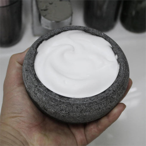 Shaving Soap & Cream Bowl for Men, Natural Granite Stone - Keeps Warm Better, Easier to Lather