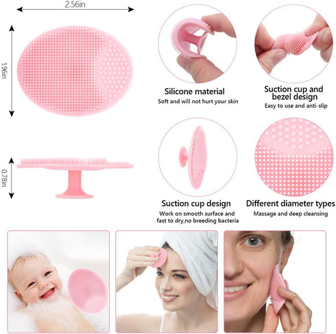 Lip Scrub Brush Silicone Facial Cleansing Brush - 2PCS Lip Exfoliator, 2PCS Face Scrubber, Blackhead Remover