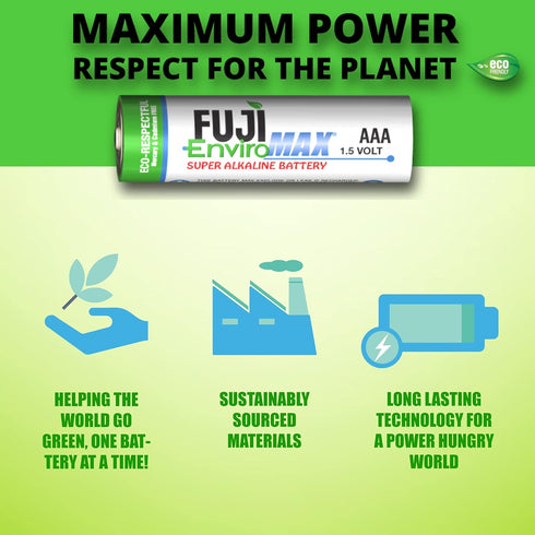 Fuji Batteries 4400BP2 EnviroMax AAA Super Alkaline Batteries, 2 Pack