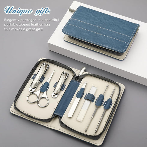 Manicure Sets Pedicure Kits 7 in 1 Stainless Steel Nail Clipper Personal Care Tools with PU Leather Case