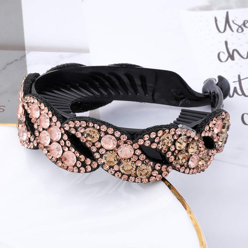 Rhinestone Hair Clip for Women - 5 Pack Half-Balloon Nest Expanding Hairpin Accessories in 5 Mixed Colors