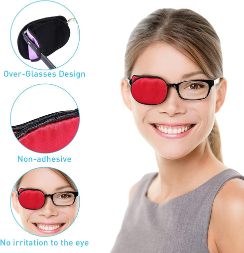 8 Pieces Silk Eye Patch, Soft Eye Patch Single Eye Patch for Adults Kids Glasses