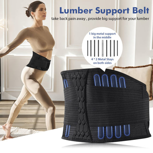 Lumbar Support Belt Lower Back Brace for Lifting - Breathable Support for Herniated Disc, Sciatica Pain Relief for Men