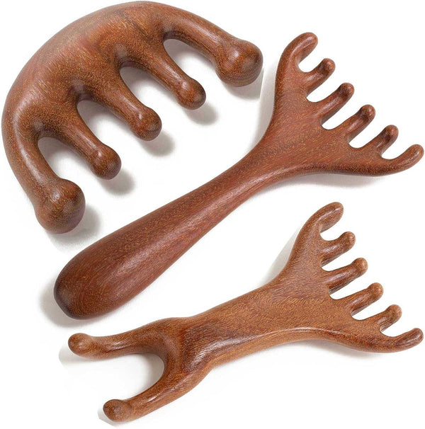 3 Pack Wooden Scalp Massager, Foot Massage Tool, Scalp Guasha for Stress