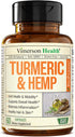 Turmeric and Hemp Capsules - Vegan Joint Support Supplement with Curcumin, Black Pepper & Lemon Balm
