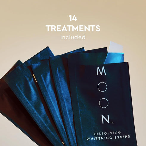 MOON Dissolving Teeth Whitening Strips, Peroxide-Free, Enamel-Safe Formula, Gentle on Sensitive Teeth, Vegan,