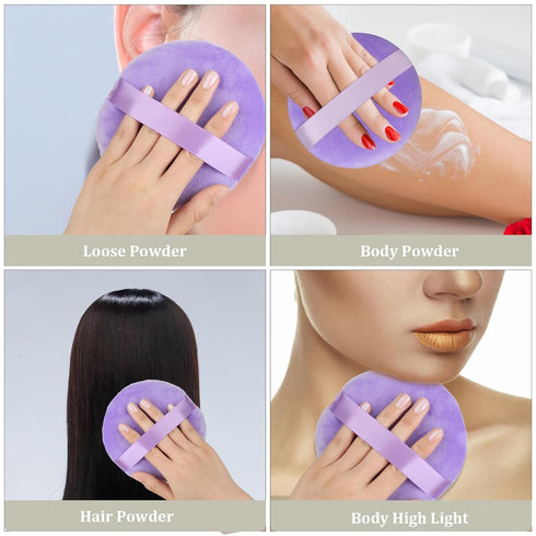 Large Size Powder Puff, 5 Inches Ultra Soft Velour Round Makeup Sponge Applicator for Face Cleaning
