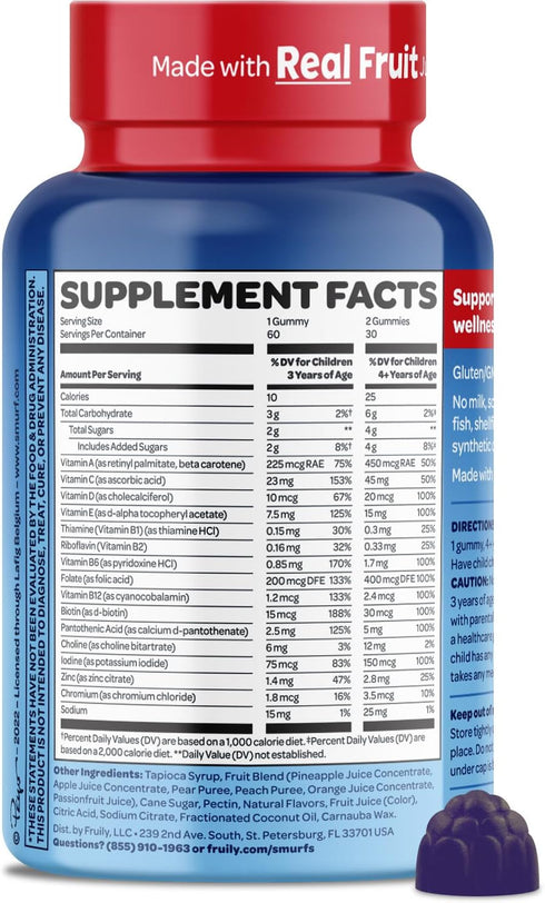 Kids Multivitamin Gummies with 15 Daily Vitamins & Minerals for Growth | The Smurfs | 60 Gummies