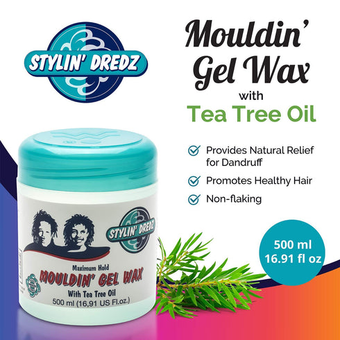Mouldin' Gel Wax with Tea Tree Oil, Twist n Lock, Maximum Hold, 500 ml