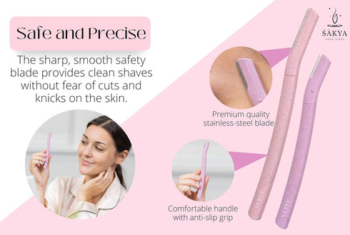 Sakya Biodegradable Dermaplaning Tool for Women's Sensitive Skin - Facial Hair Removal Razor, Twinkle Blade