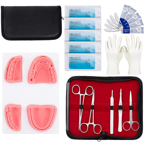 Dental Oral Practice Kit - 25 Pcs Set with 4 Soft Silicone Oral Pads for Dentist Practice & Assistant Student Training
