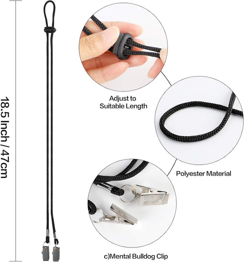Pack 6 of Pcs Adjustable Napkin Clip Lanyard Neck Strap Bib Clips for Elderly/Adult/Baby