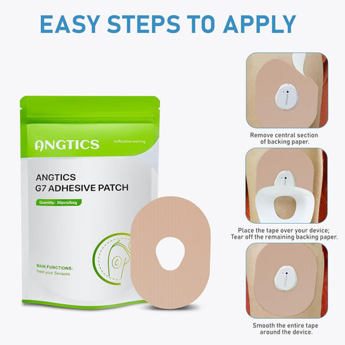Dexcom G7 Adhesive Patches Waterproof, 30 Pack Beige Overpatch for Dexcom G7, Premium Transparent Overlay Patches,
