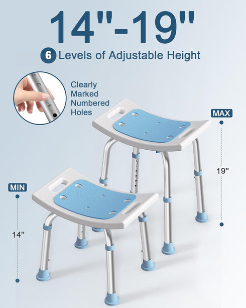 HOMLAND 400 lbs Shower Chair for Inside Shower, Adjustable Shower Stool with Suction Feet, Shower Seat for Inside Tub