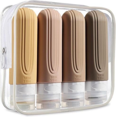 TSA Approved Travel Bottles for Toiletries, 3oz Leak Proof Refillable Silicone Containers for Shampoo Conditioner