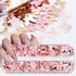 12Grids Valentine's Day Nail Glitter Sequins, Holographic Gold Pink Heart Nail Art Glitter Flakes for Acrylic Nail Decor