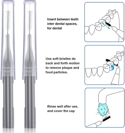 Patelai 100 Braces Brushes for Cleaner Interdental Brush, Dental Flossing Head Oral Hygiene Tool (Gray)
