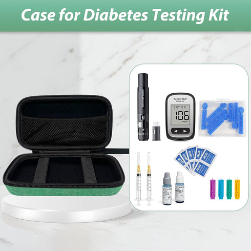 Diabetic Supplies Travel Case, Organizer for Diabetes Testing Kit, Blood Glucose Monitor Kit (Case Only) (Green)