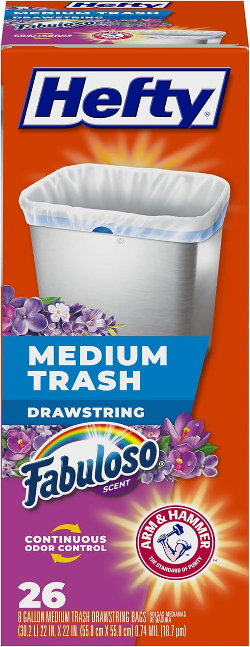 Hefty Medium Trash Bags - Fabuloso Scent, 8 Gallon, 26 Count